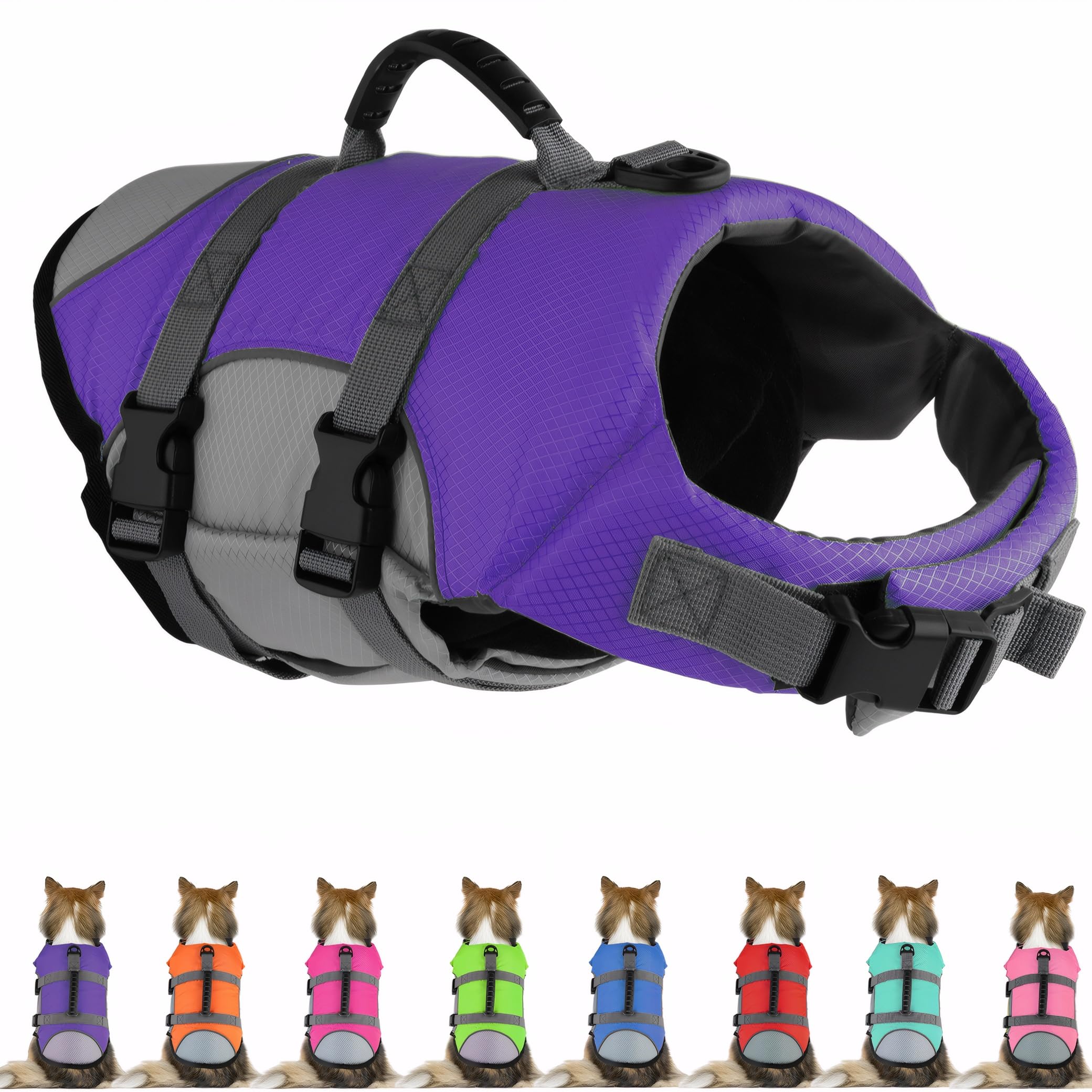 Chaleco salvavidas para perros de Mklhgty con tiras reflectantes para mayor visibilidad.