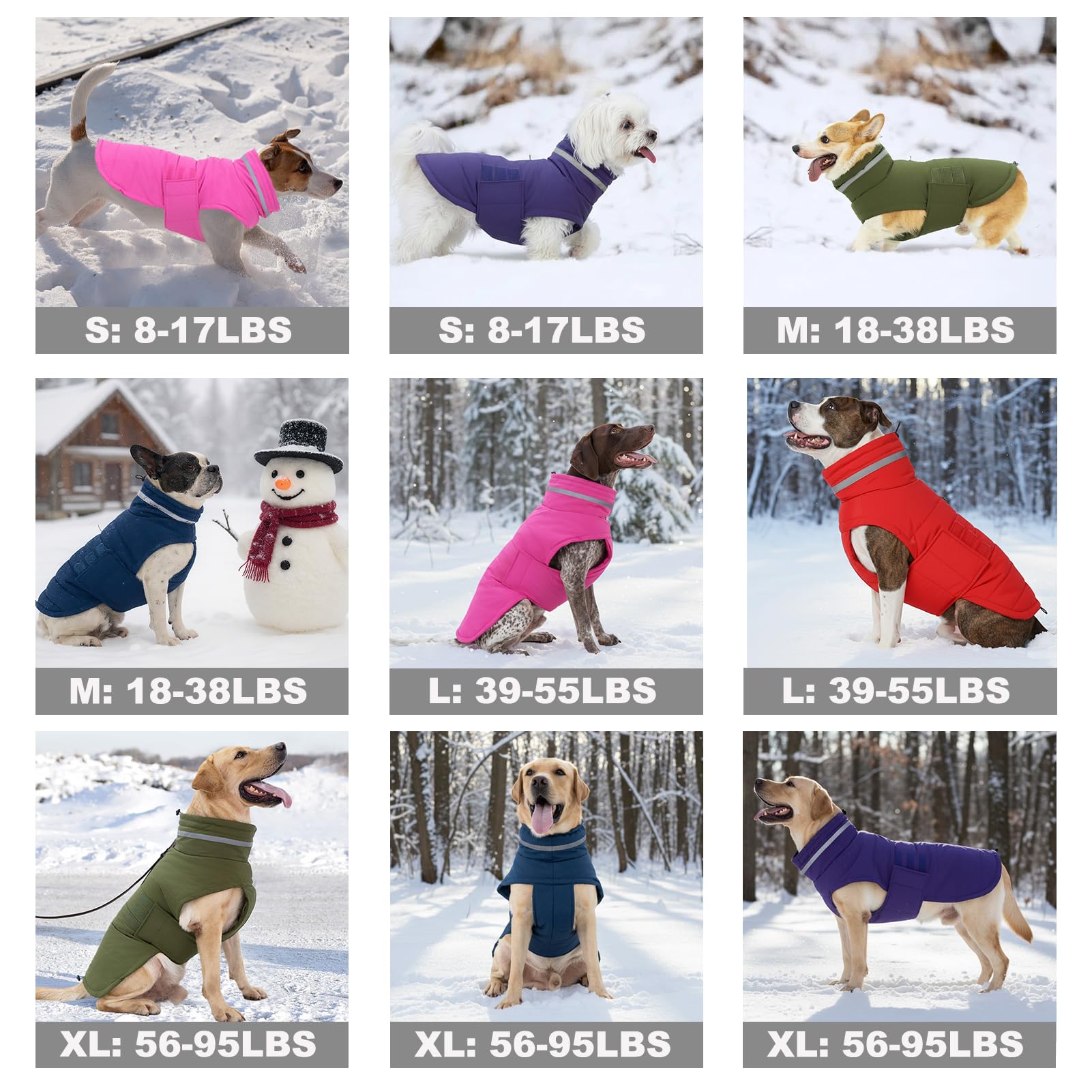 Mklhgty chaqueta para perro, cuello alto ajustable protege contra viento