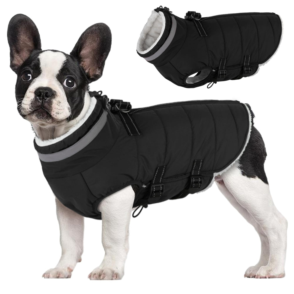 Chaqueta Mklhgty para perro pequeño con arnés integrado y cierre trasero.