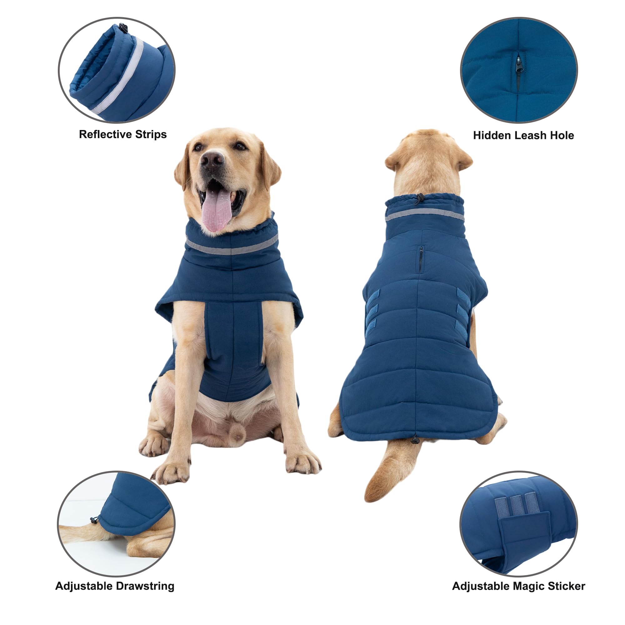 Mklhgty cuello alto ajustable en abrigo azul M3 para protección contra viento.