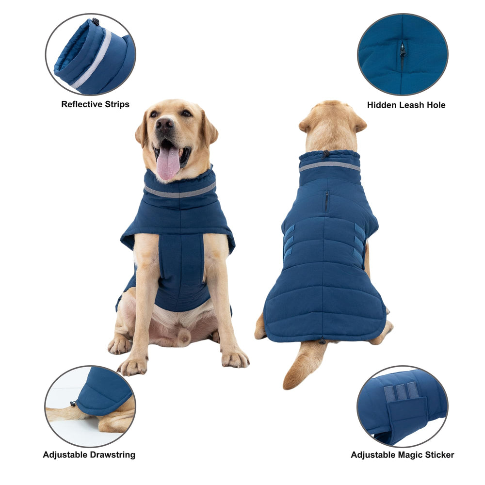 Mklhgty cuello alto ajustable en abrigo azul M3 para protección contra viento.