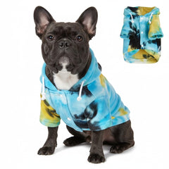 Mklhgty sudadera para perro con patron multicolor y capucha, ideal para paseos.