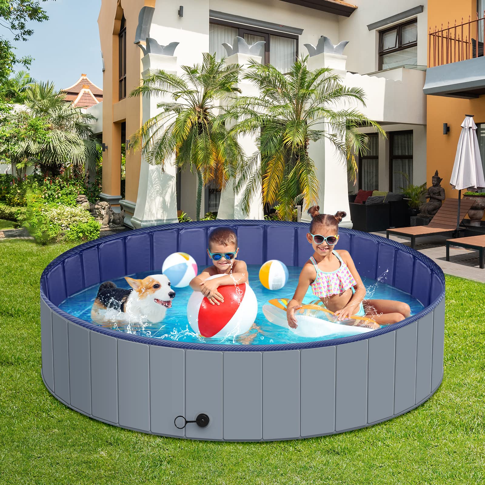 MMdipon piscina para perros grandes, limpieza simple y mantenimiento sencillo.