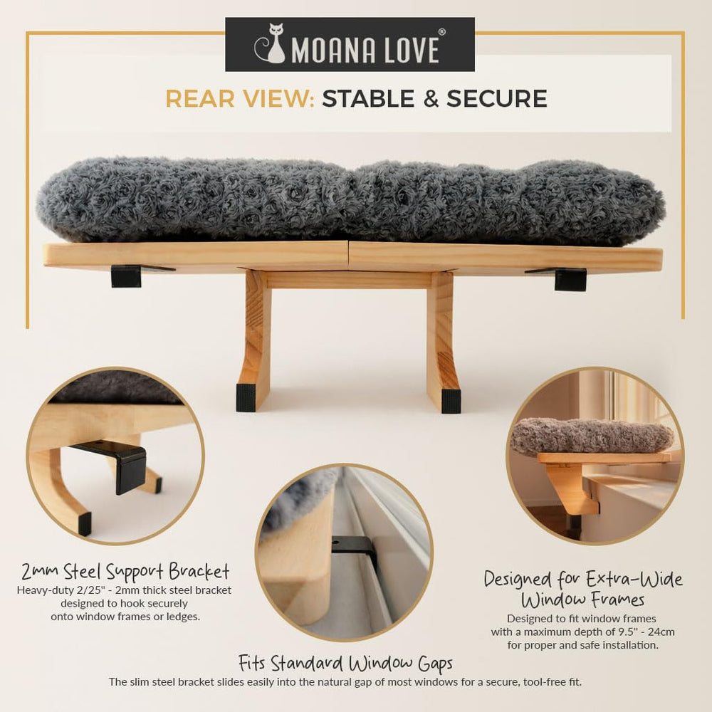 Moana Love puesto-ventana-gatos: superficie elevada para siestas soleadas.