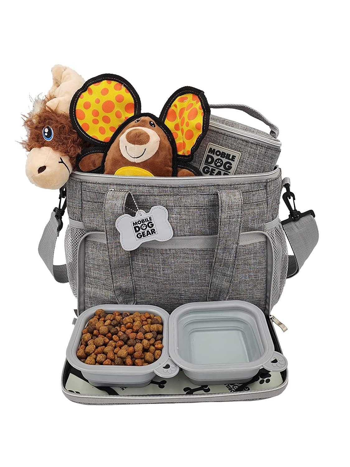 Mobile Dog Gear Week Away etiqueta de identificación en maleta para viaje
