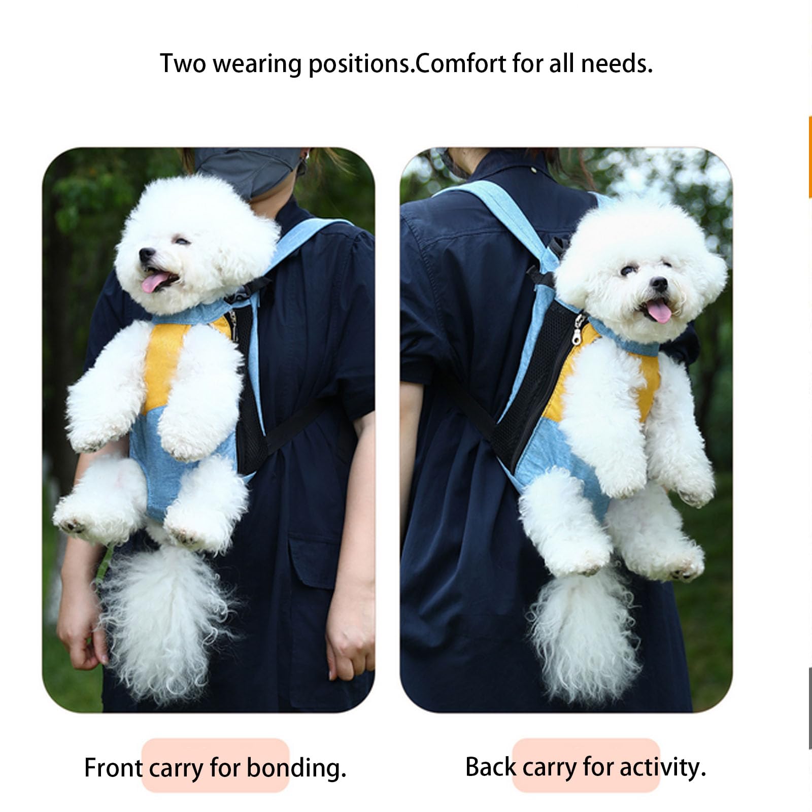 Mochila Genérica para mascotas: diseño piernas fuera para confort y ventilación.