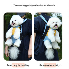 Mochila Genérica para mascotas: diseño piernas fuera para confort y ventilación.