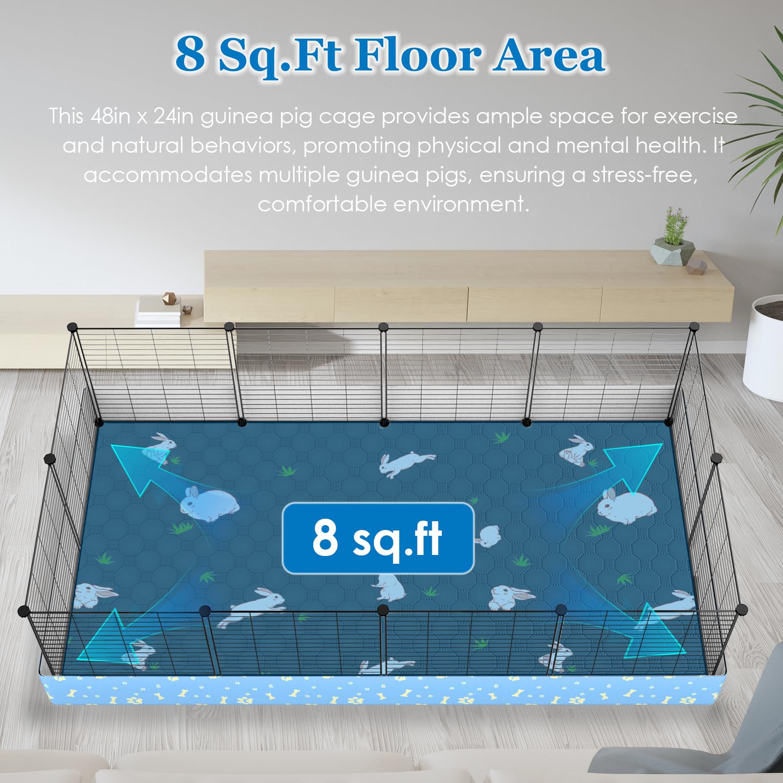 MODESLAB jaula cobayas base lona PVC con baffle evita derrames.