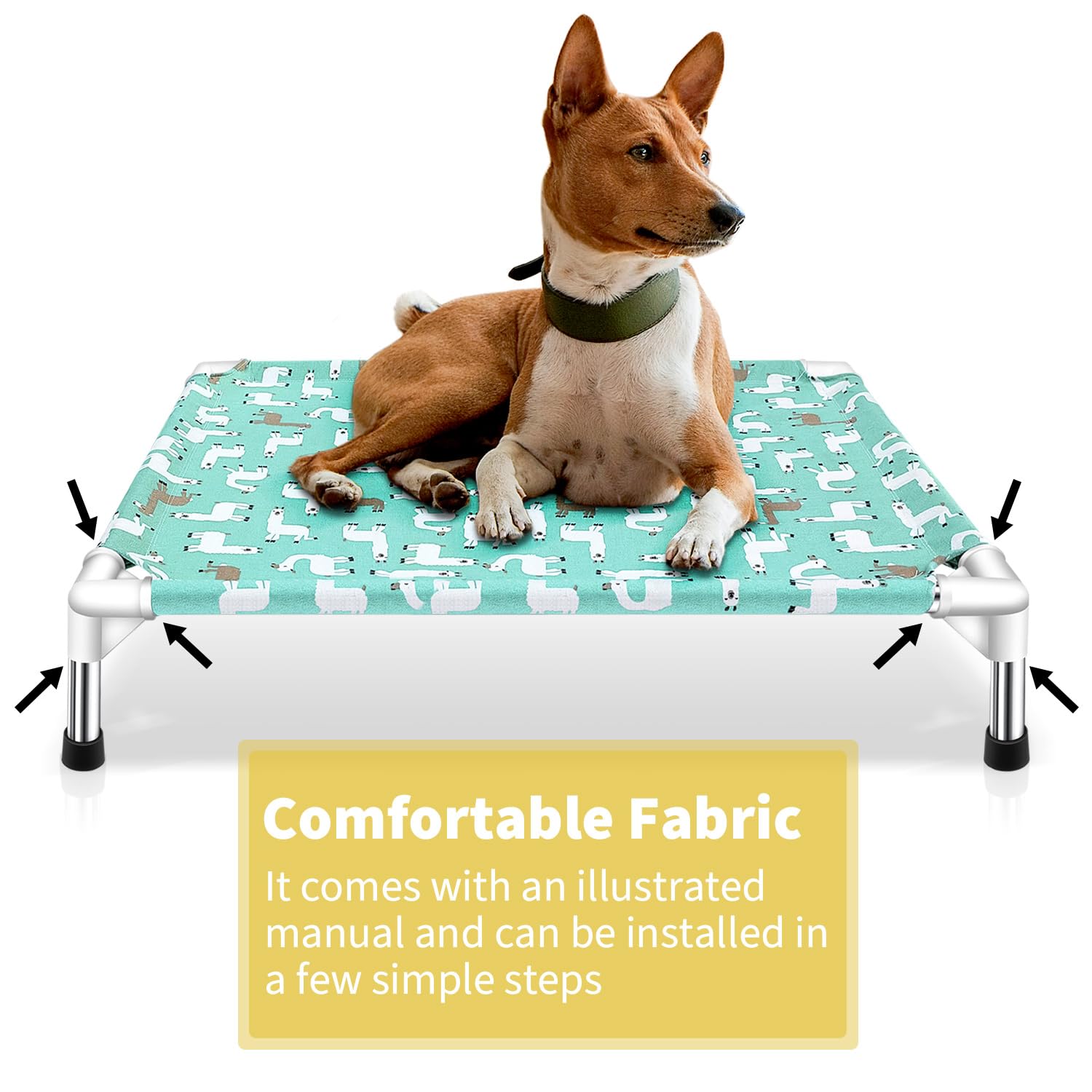 Modorki Cama para Perro Elevada diseño elegante en blanco para interiores.