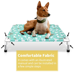 Modorki Cama para Perro Elevada diseño elegante en blanco para interiores.