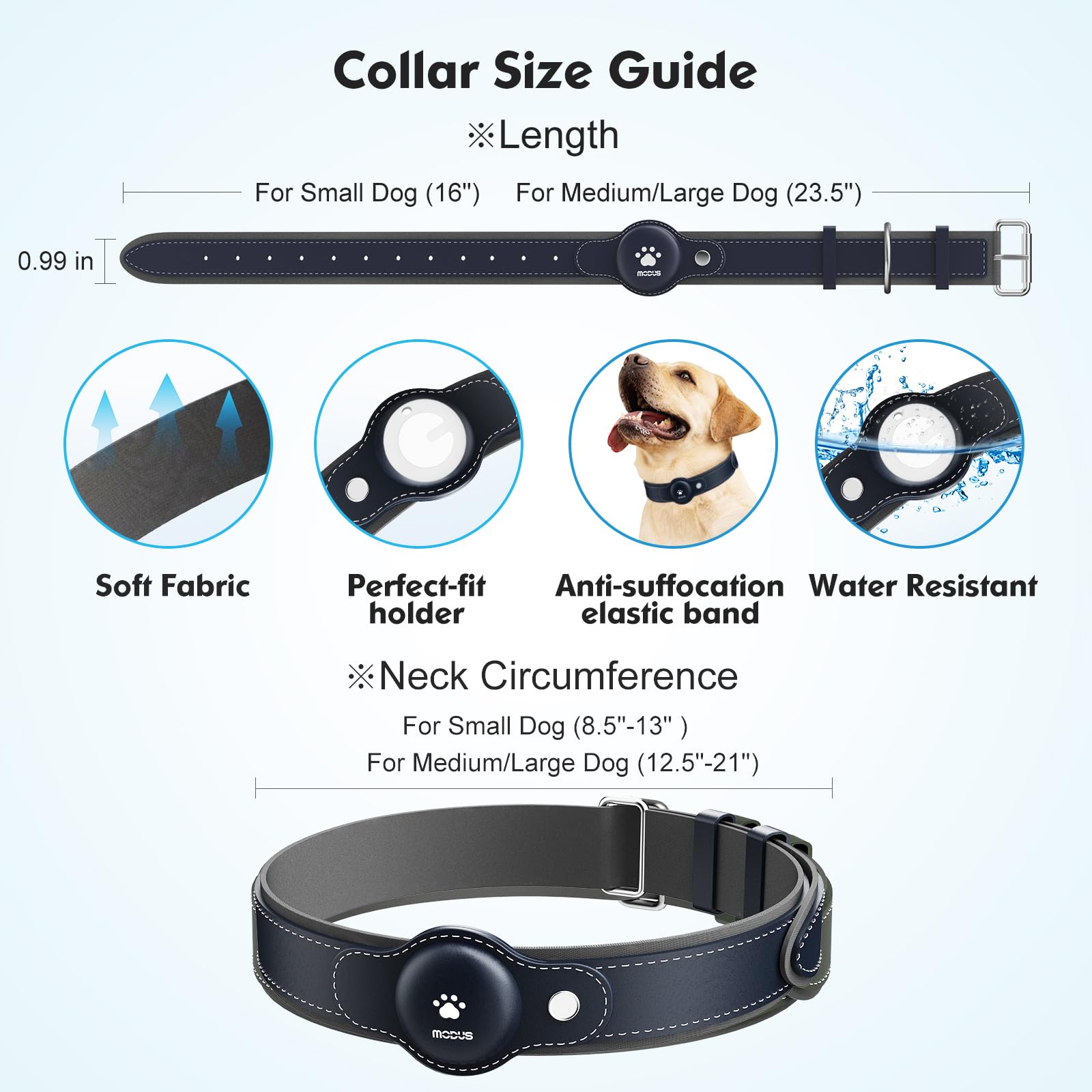MODUS collar en uso, alerta de salida para mayor seguridad.