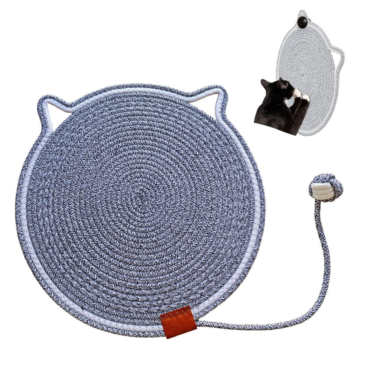 MoeQOassis: rascador para gatos redondo en pared, protege muebles y facilita juego.