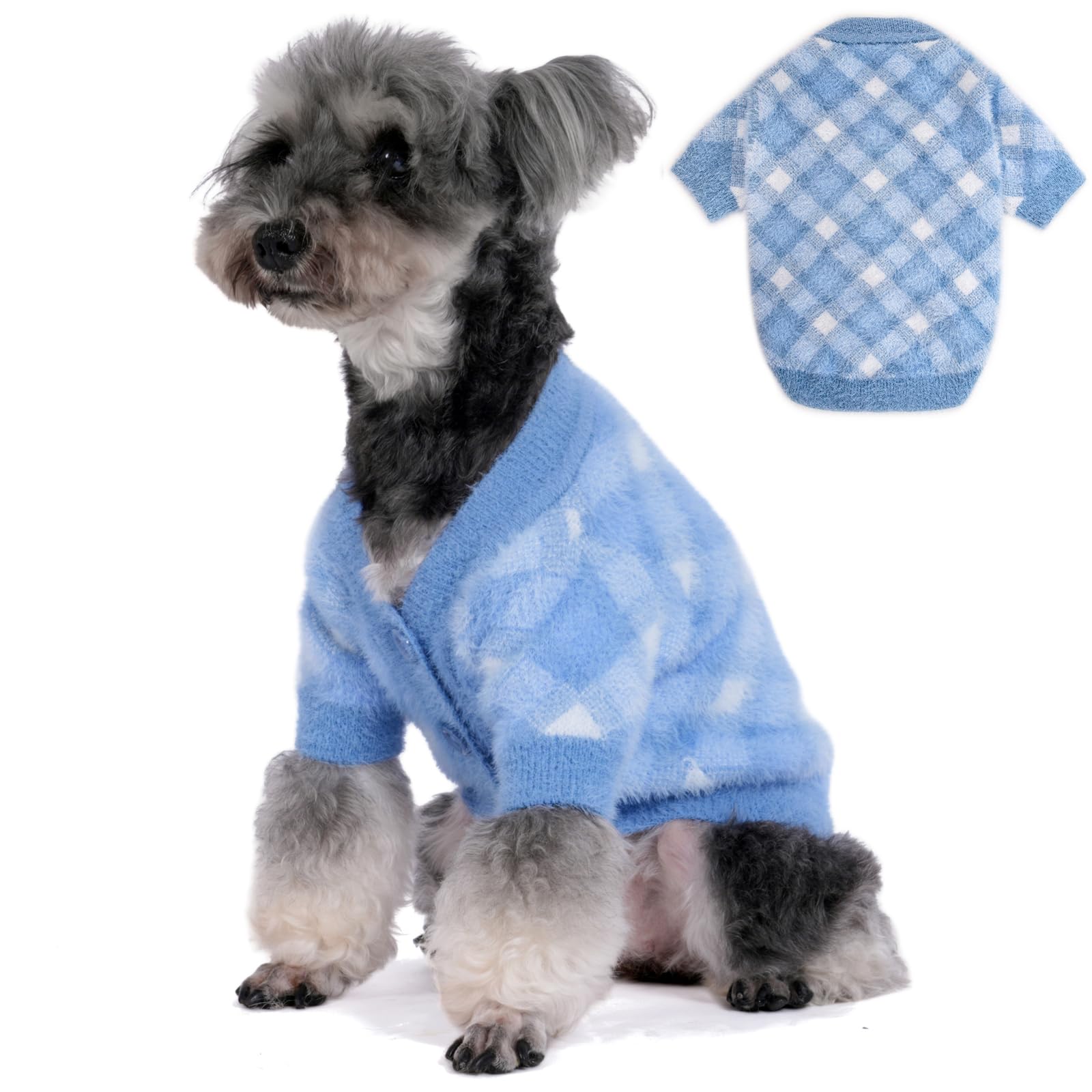 MOIRIG sudadera para perros azul grande, vista trasera, ajuste cómodo en casa