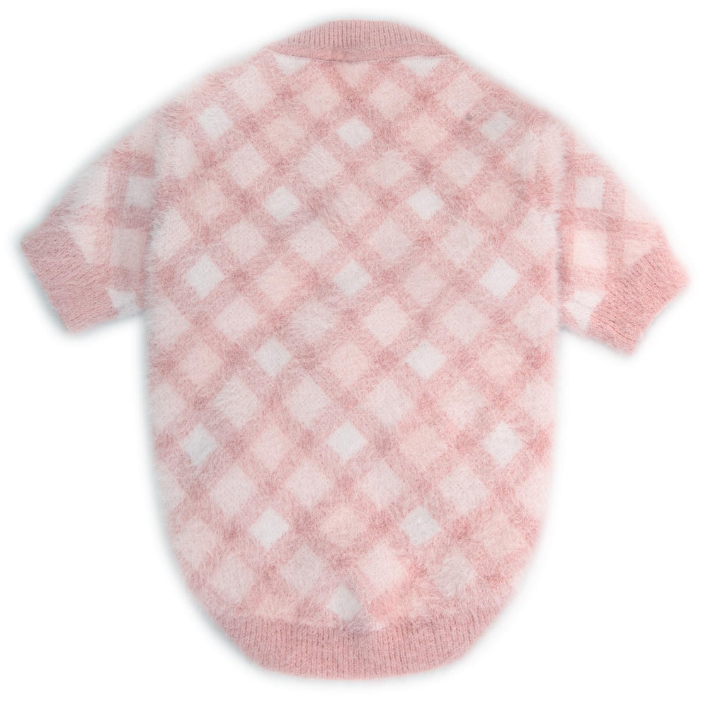 Detalle tejido suave de la sudadera MOIRIG para perro pequeñ0 rosa
