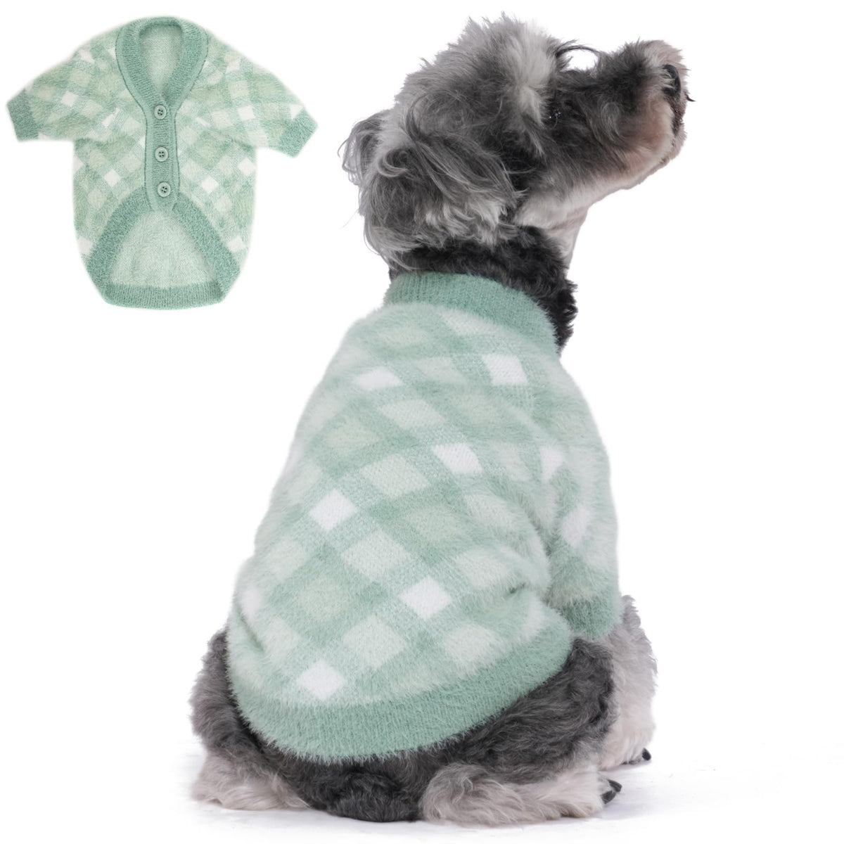 MOIRIG suéter para perro verde, talla media, mantiene calor durante paseos.