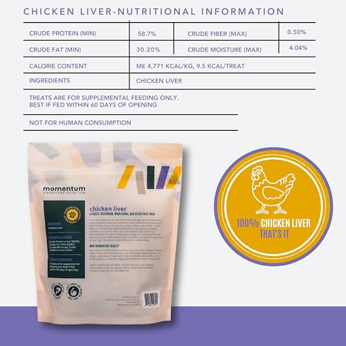 Momentum Carnivore Higado de Pollo Liofilizado: trozos ideales para recompensa de entrenamiento