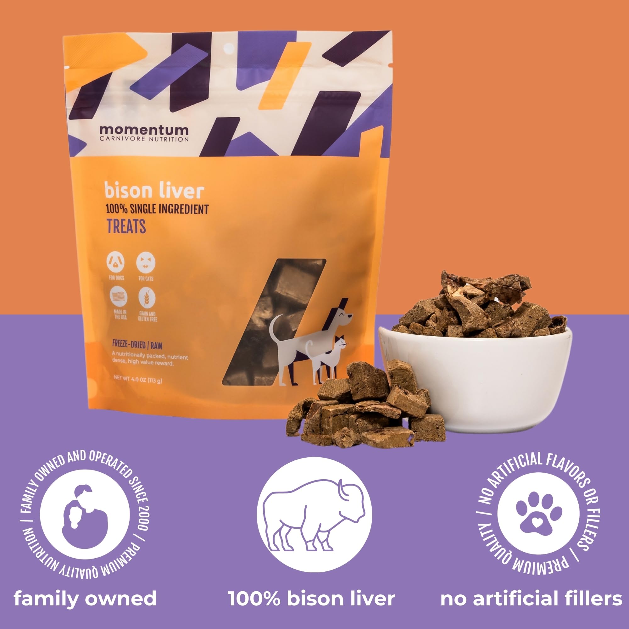 Momentum Carnivore Higado de bison sin granos para dietas sensibles