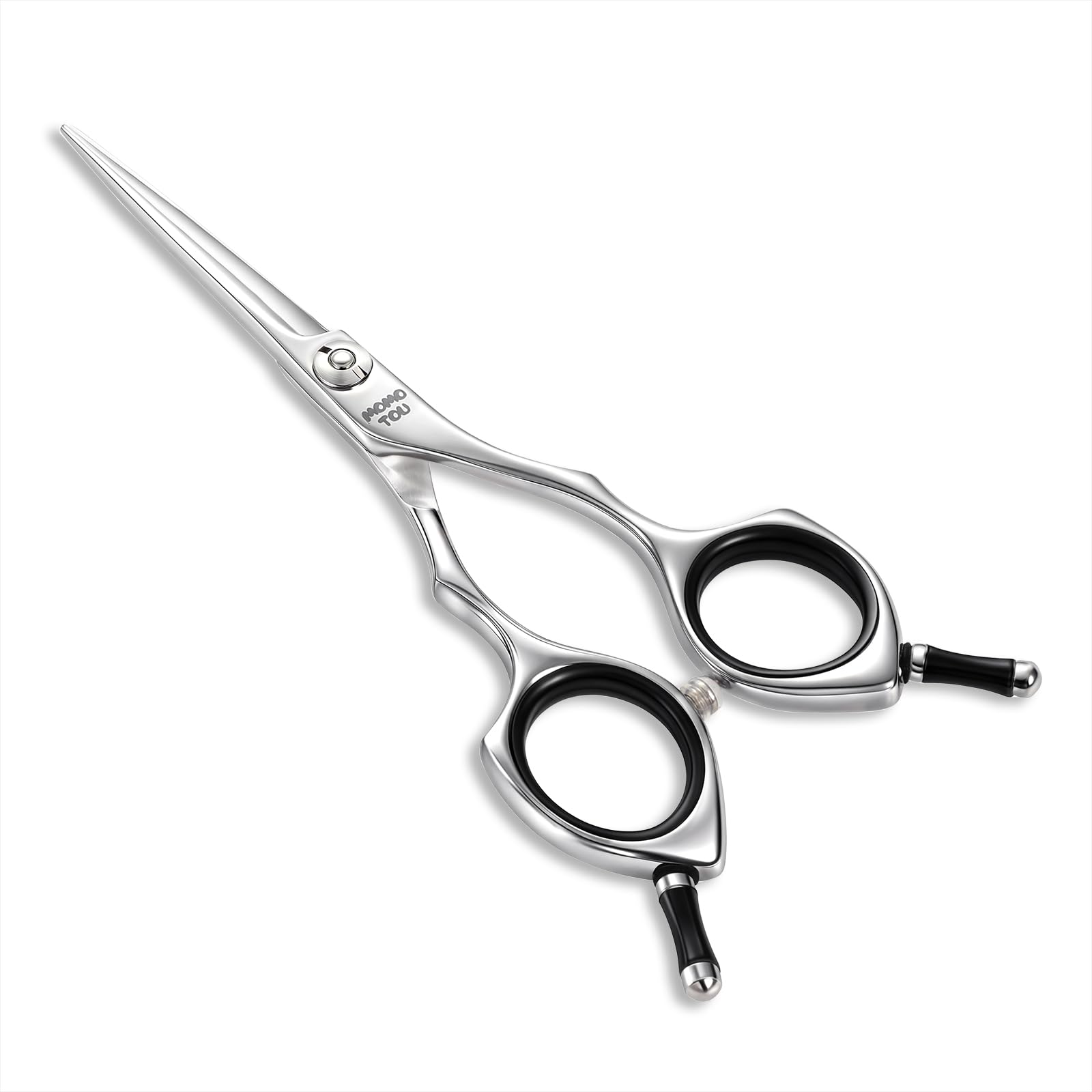 Tijeras Momotou para peluquería canina, enfoque plano y precisión.