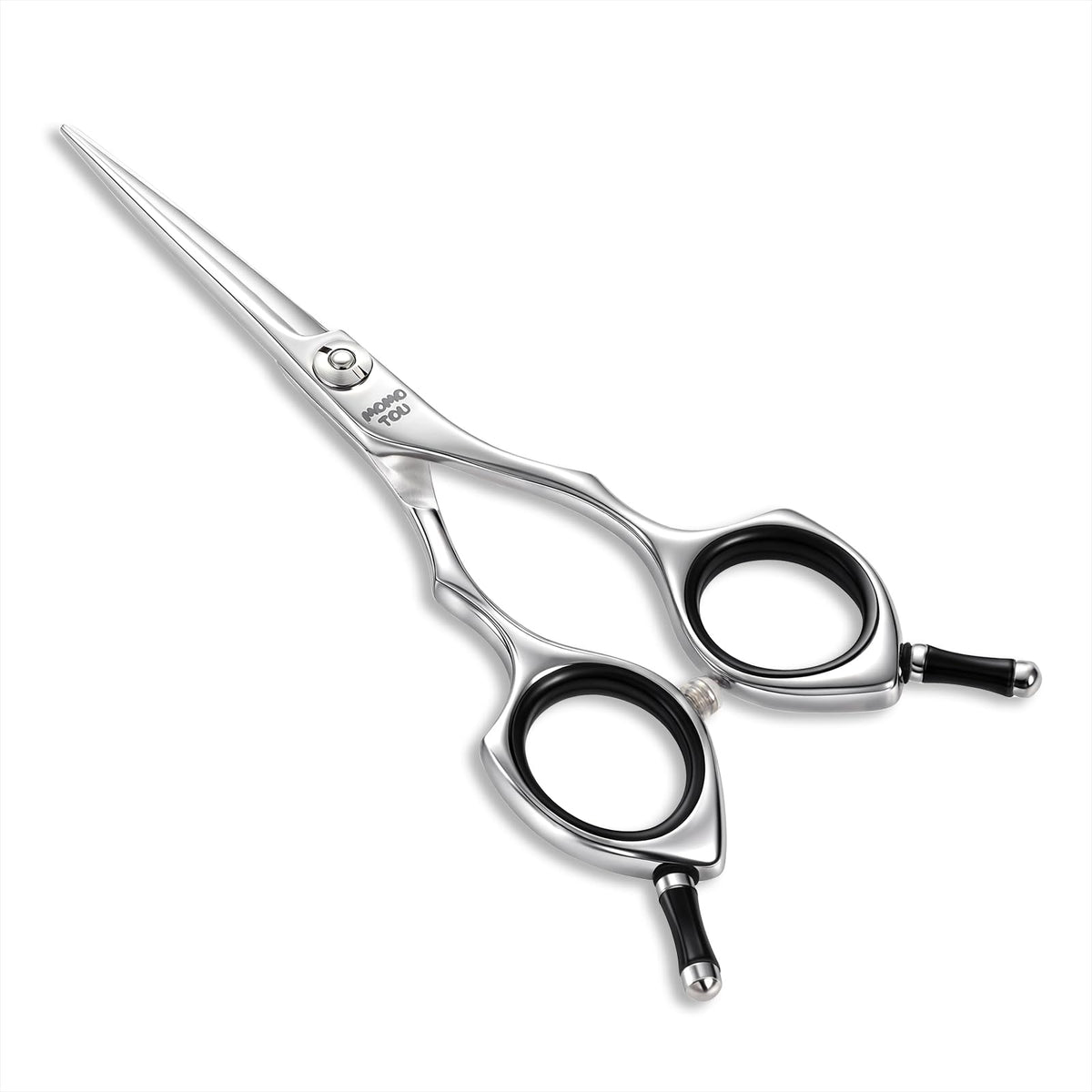 Tijeras Momotou para peluquería canina, enfoque plano y precisión.