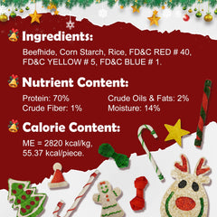 MON2SUN hueso mini navidad, dos piezas para perros pequeños, snack festivo.