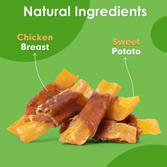 MON2SUN Premios sin cuero, pollo envuelto batata dulce para perros pequeños.