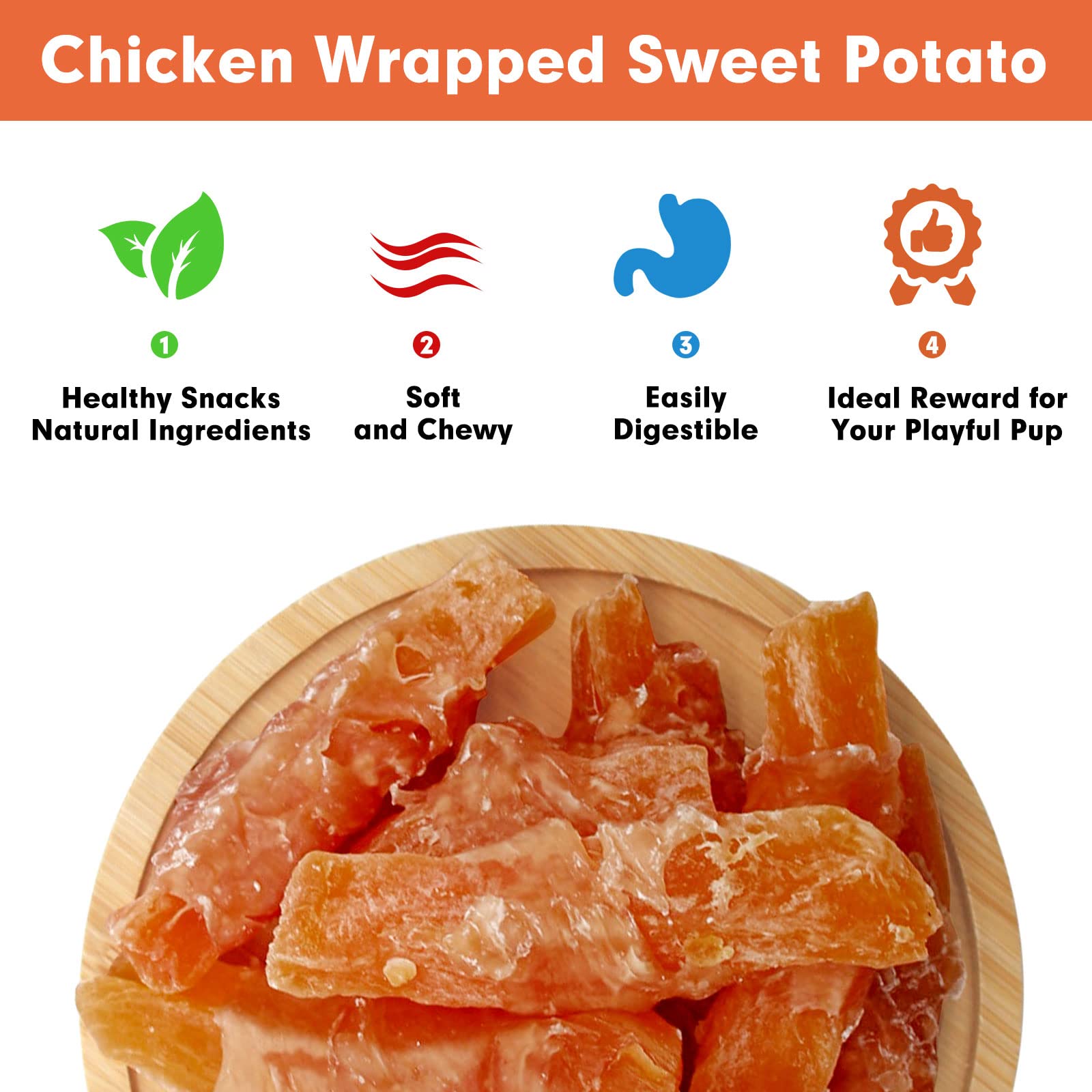 MON2SUN Snack pollo envuelto batata dulce para paseos y viajes.
