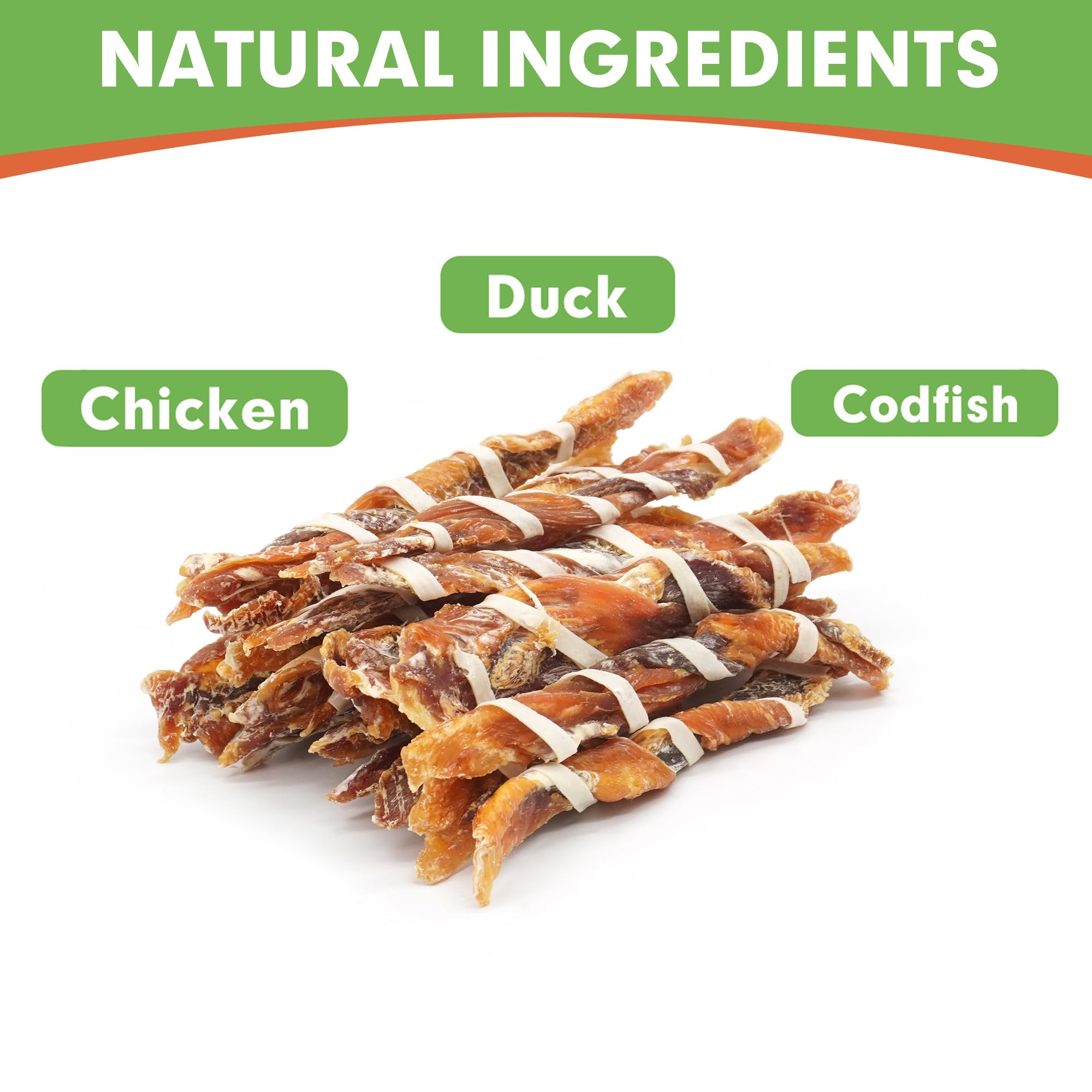 MON2SUN Sabores pollo, pato y bacalao ofrecen variedad para premiar al perro.