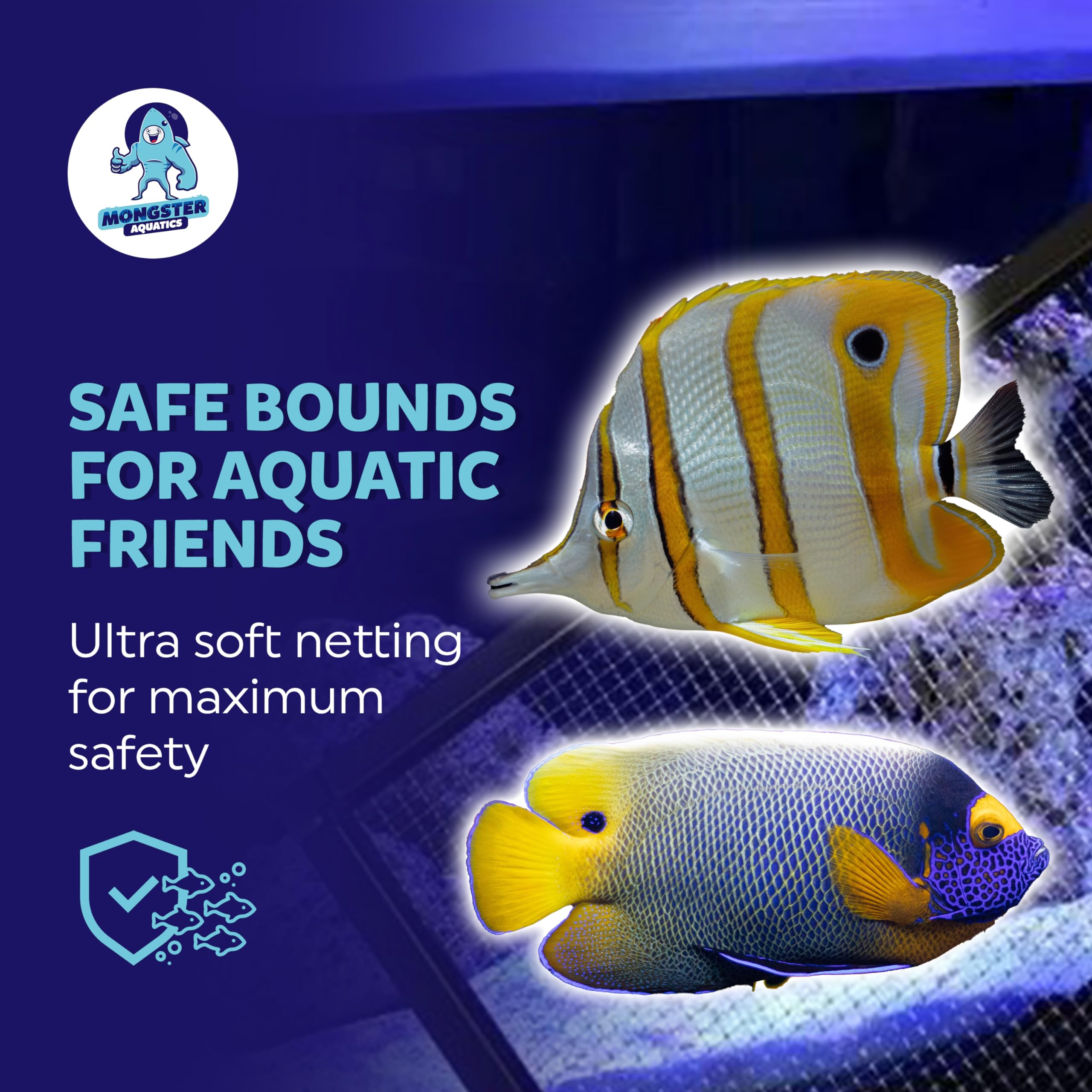 MongsterAquatics malla clara tapa acuario, facilita iluminación y acceso.