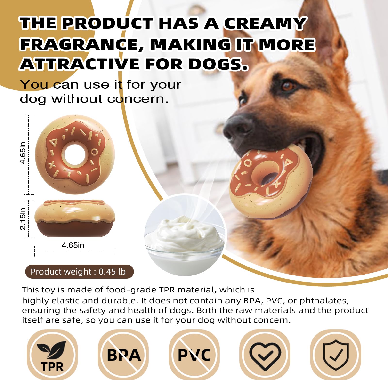 Monotre mordedor perro sabor cremoso, atractivo para la exploración oral.