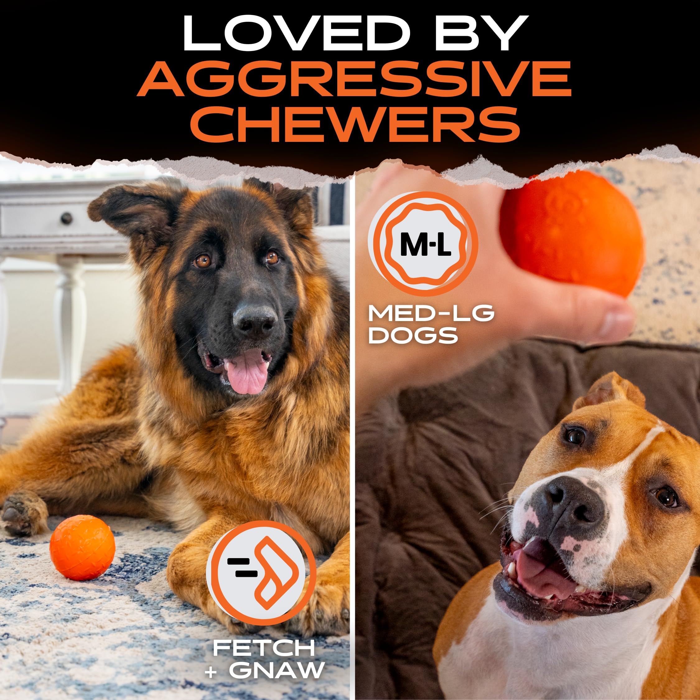 Monster K9 Bola negra Hardcore para masticadores extremadamente fuertes.