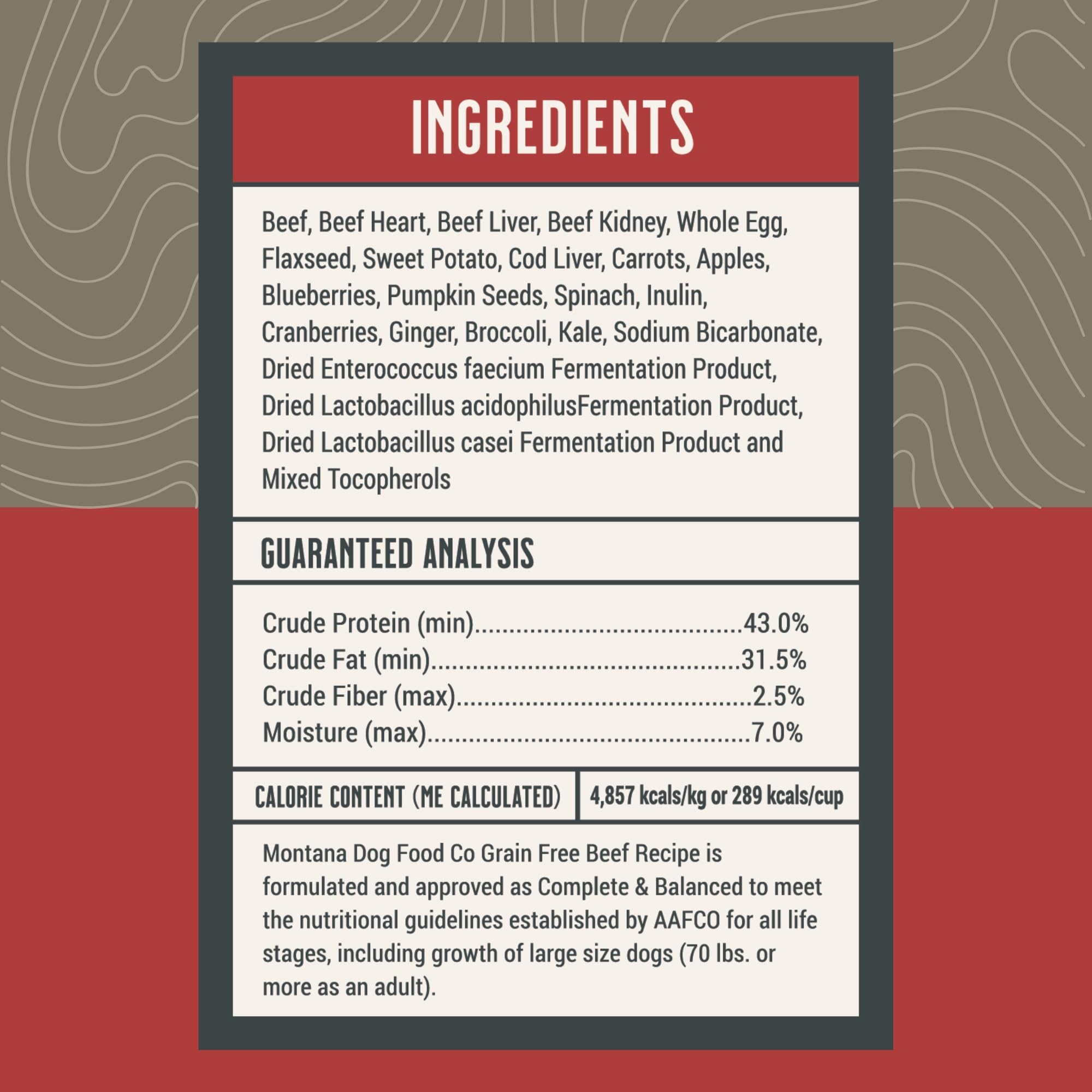Montana Dog Food Co. proteína alta, apoyo para energía y masa muscular