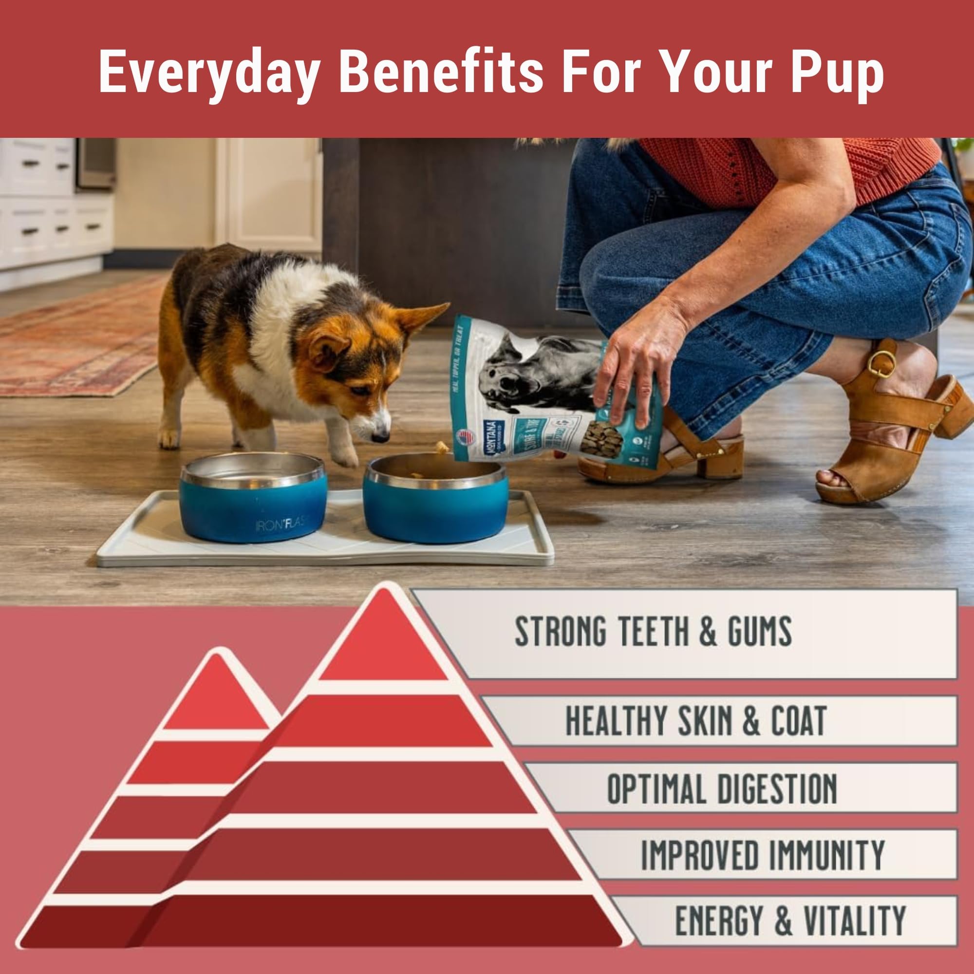 Montana Dog Food Co. formato práctico para viajes y paseos