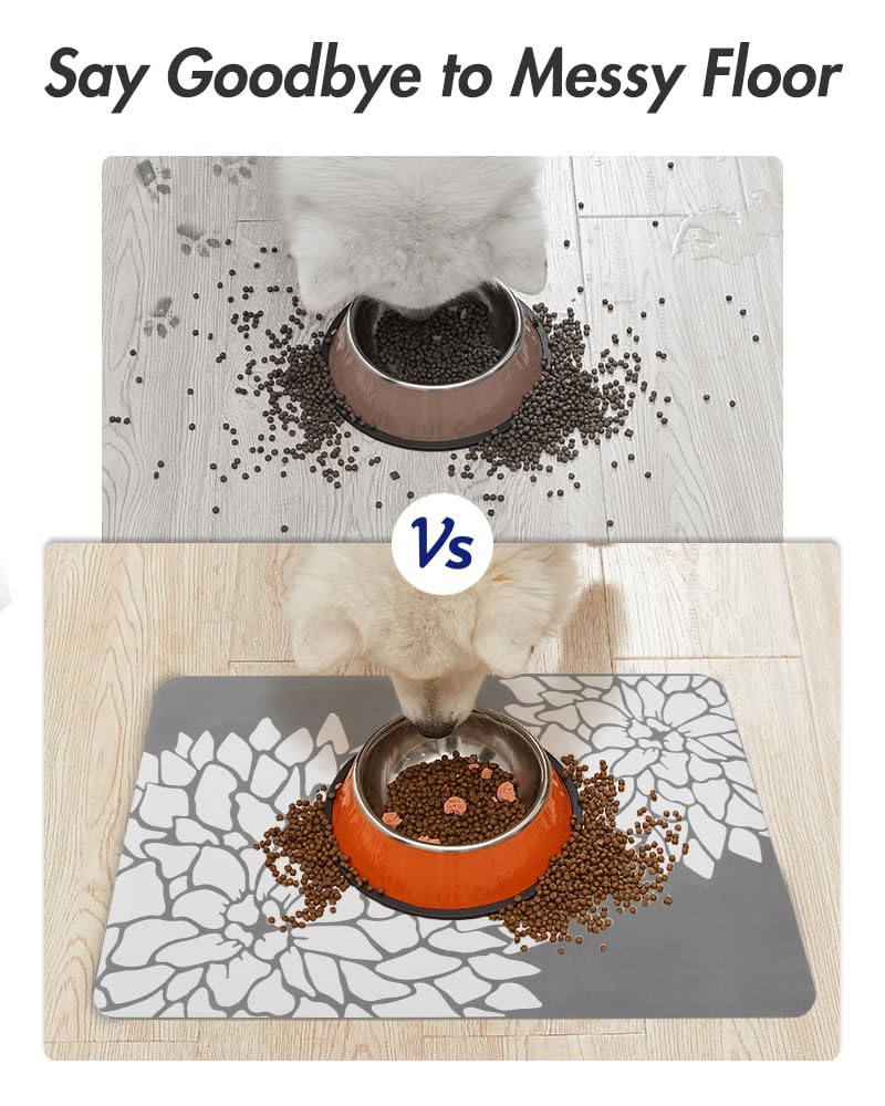 MontVoo Alfombrilla anti-derrame para perros y gatos, mantiene el área de alimentación ordenada.