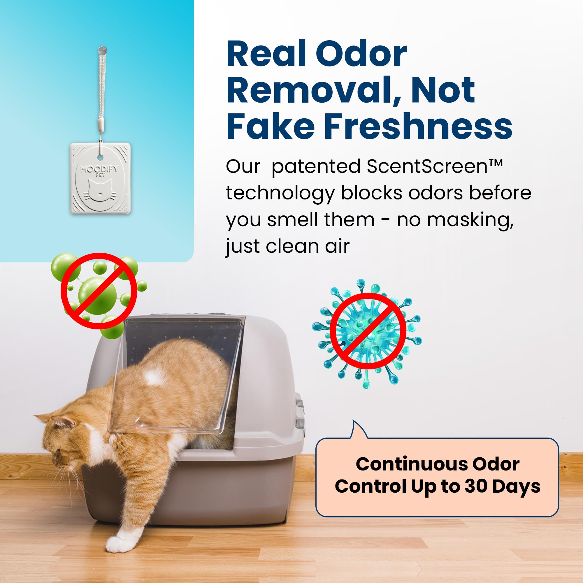 MoodifyPet: colgante para 30 días de uso, control práctico de olores.