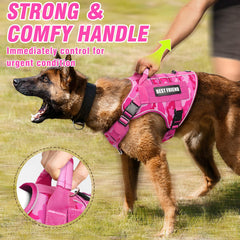MOOGROU arnés táctico para perros rosa, vista trasera, ajuste cómodo y seguro
