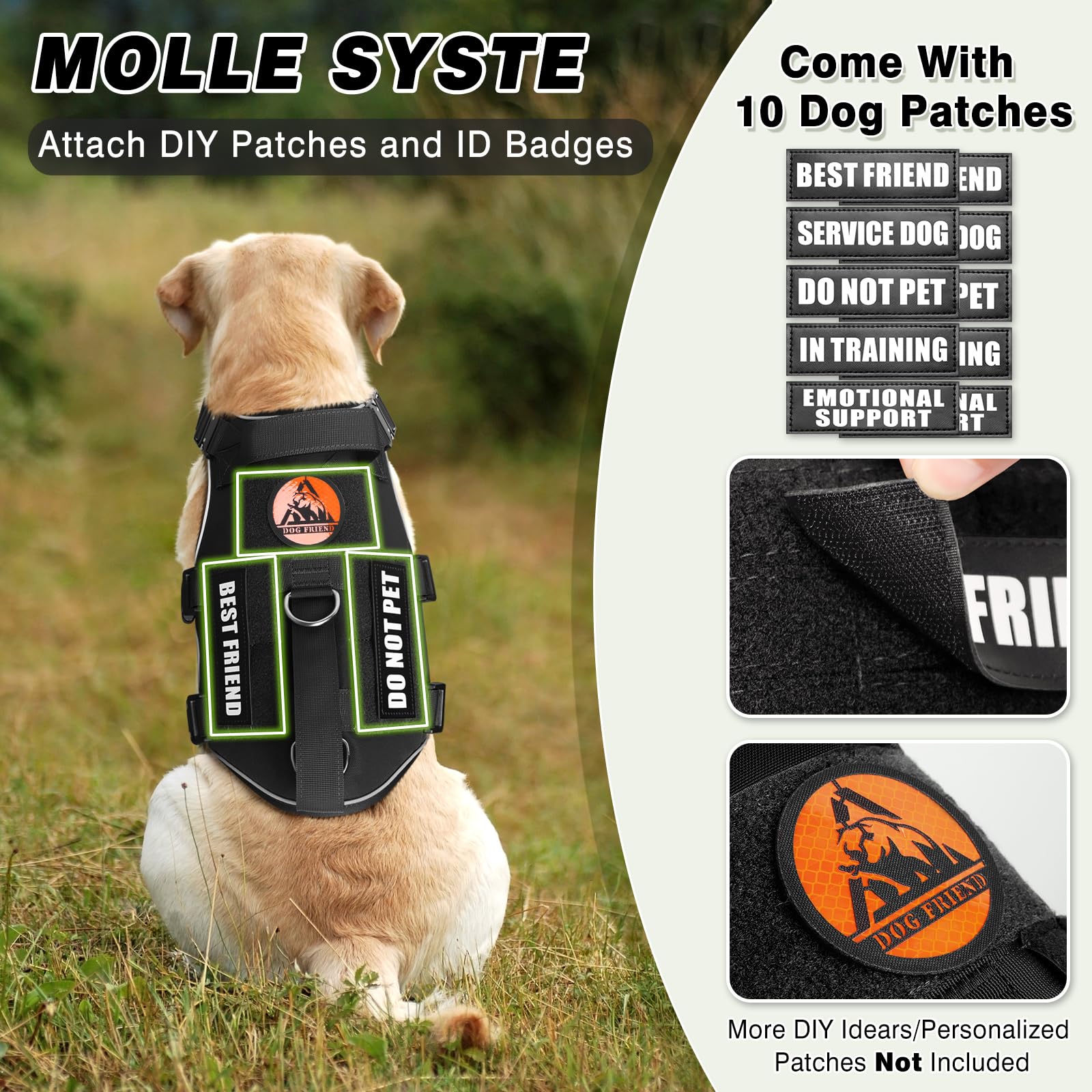 MOOGROU chaleco perro servicio hebillas metálicas hombro; resistencia para entrenamientos intensos.