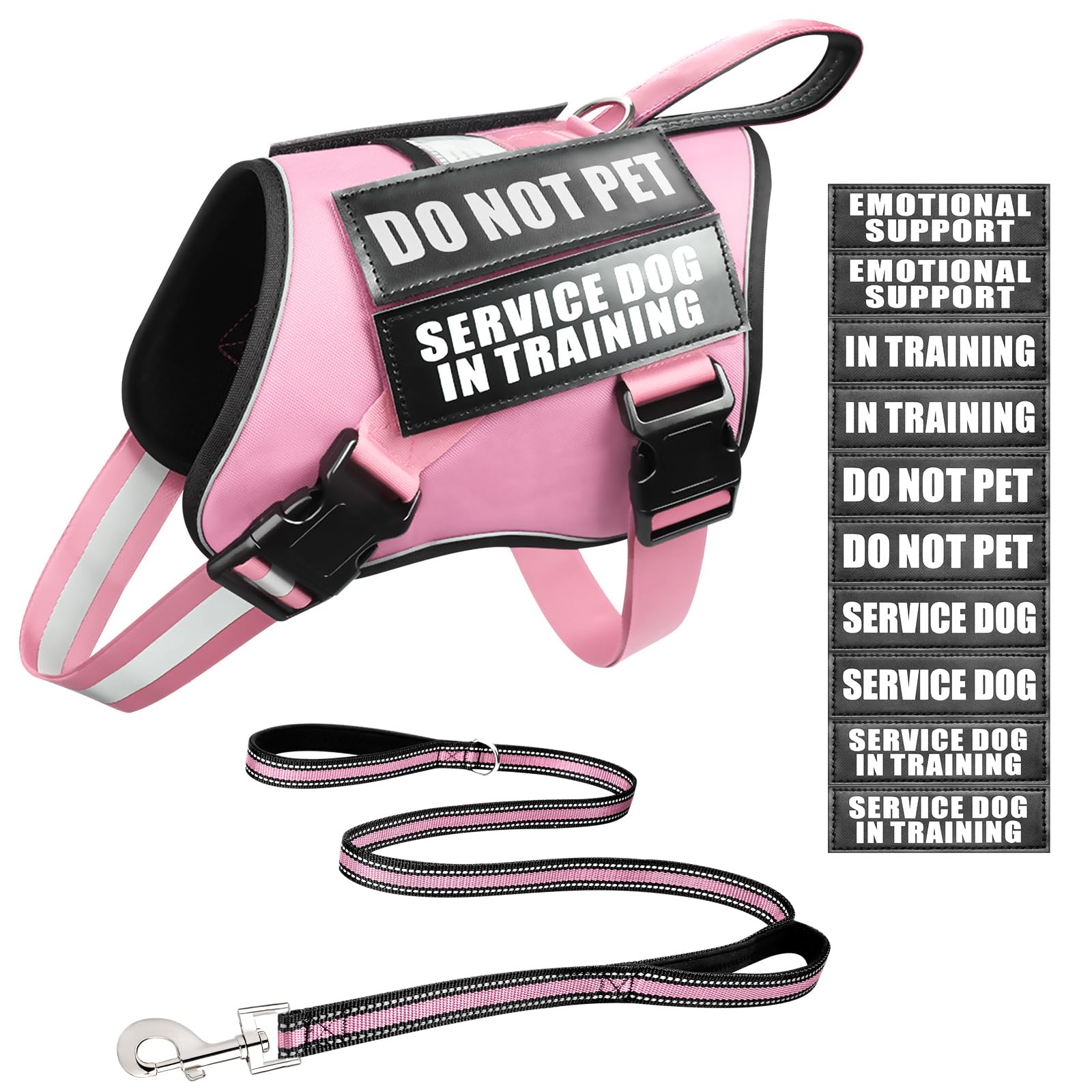 MOOGROU chaleco para perro rosa, vista frontal, mejora visibilidad y seguridad