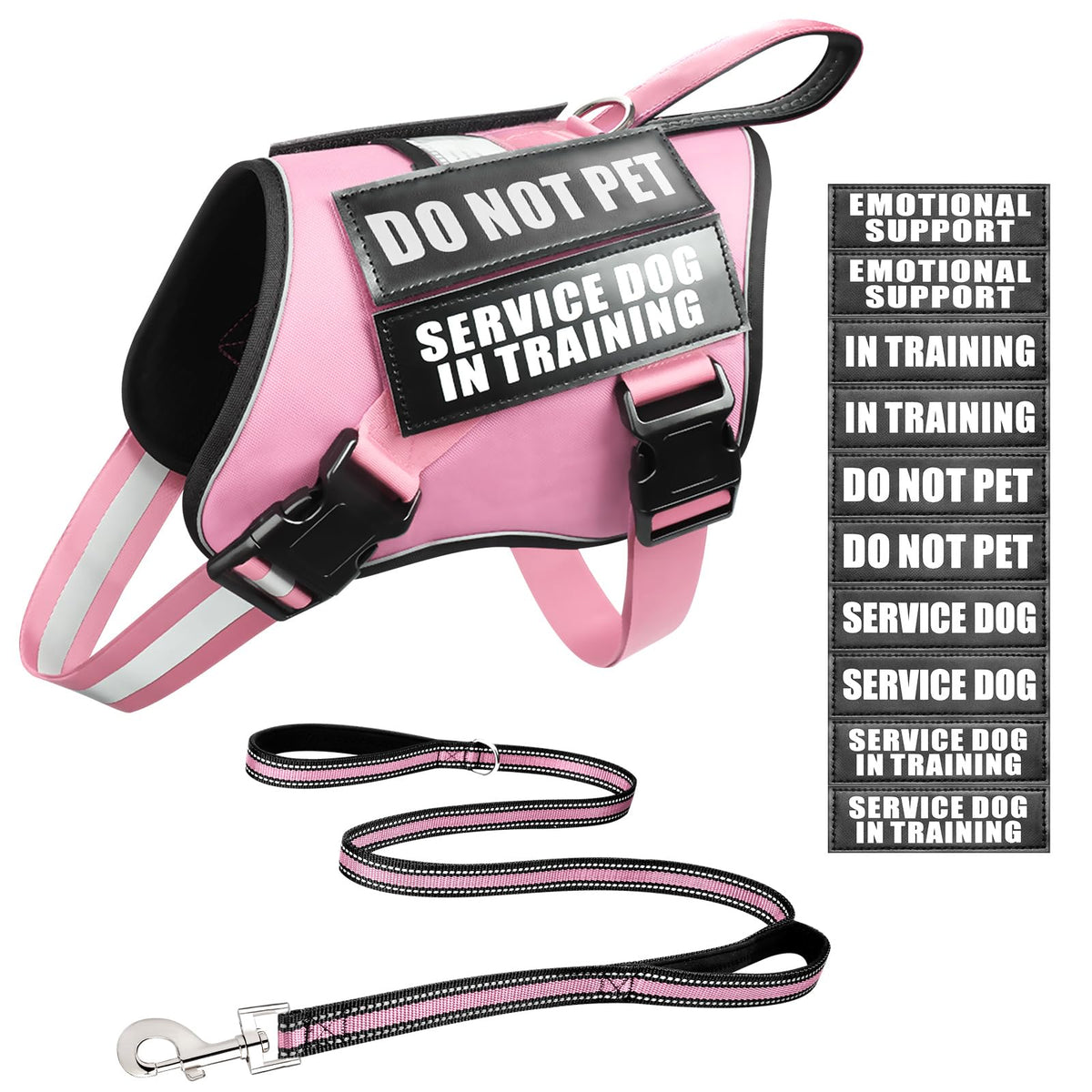 MOOGROU chaleco para perro rosa, vista frontal, mejora visibilidad y seguridad