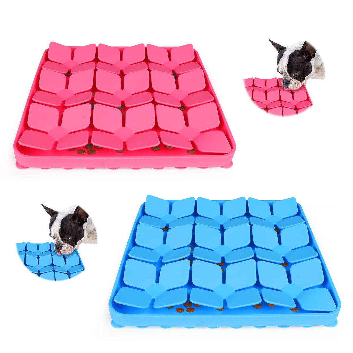 MOOGROU Snuffle Mat para perros, enfoque en alimentación lenta y estimulación olfativa.