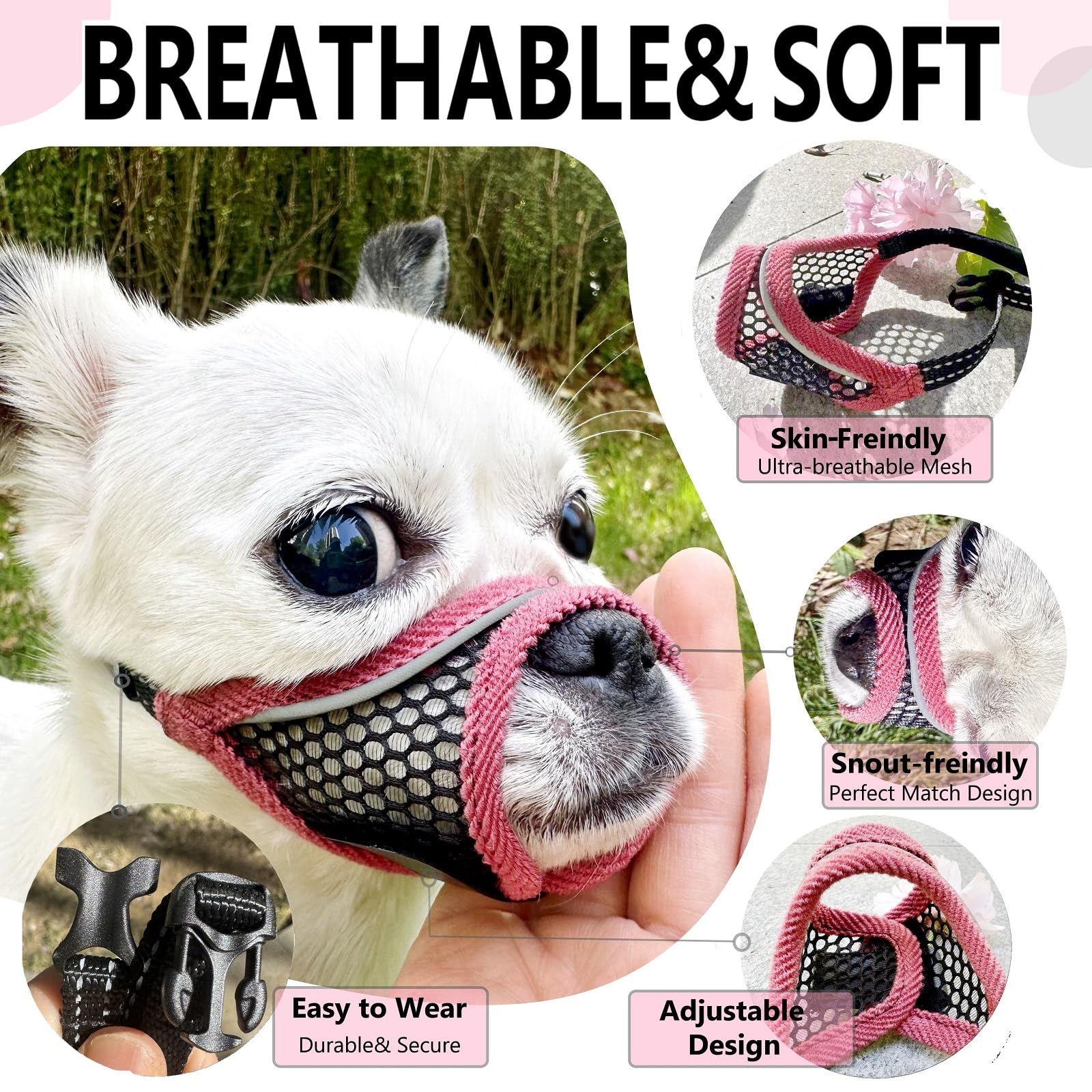 MoiiLavin bozal para chihuahua y shih tzu XXS en color cereza facilita el cuidado.