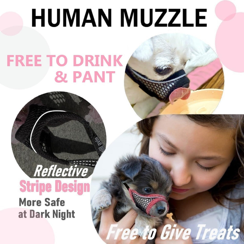 MoiiLavin bozal ajustable rojo cereza para perros pequeños durante paseos nocturnos.