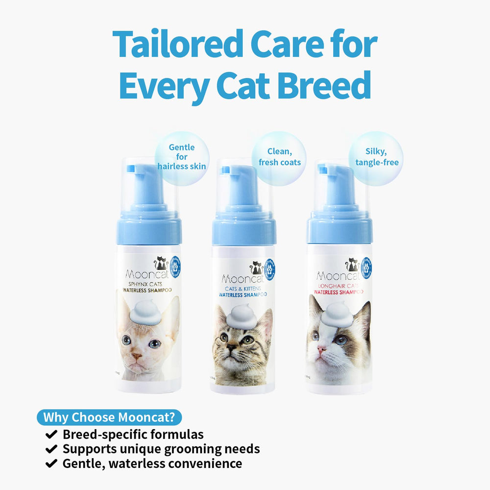 Mooncat champú seco para gatos: brillo suave y piel calmada