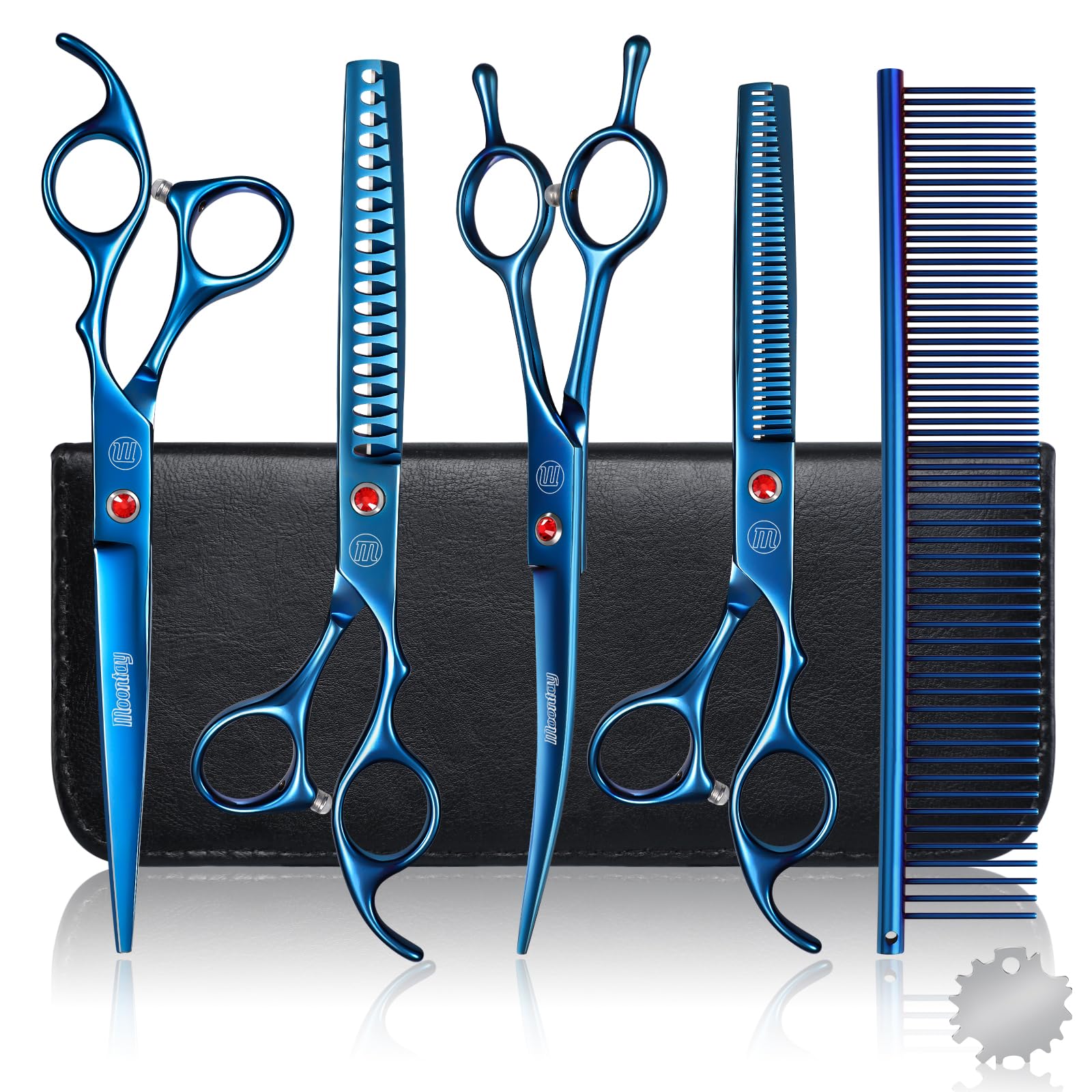 Tijeras Moontay para perros con curvas, 7 pulgadas, corte suave en contornos faciales