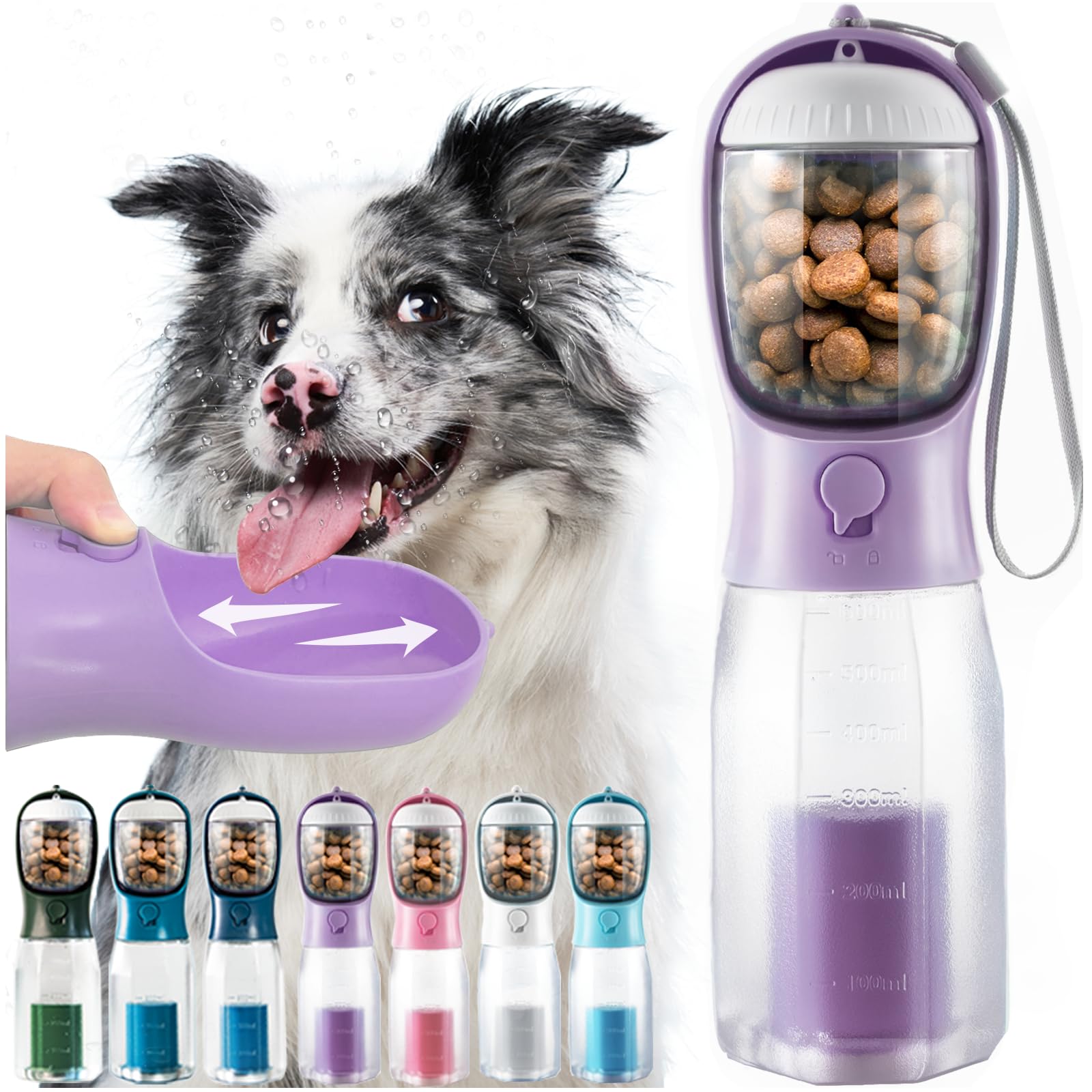 Botella MoonyMars para perros con agua, ideal para paseos prolongados
