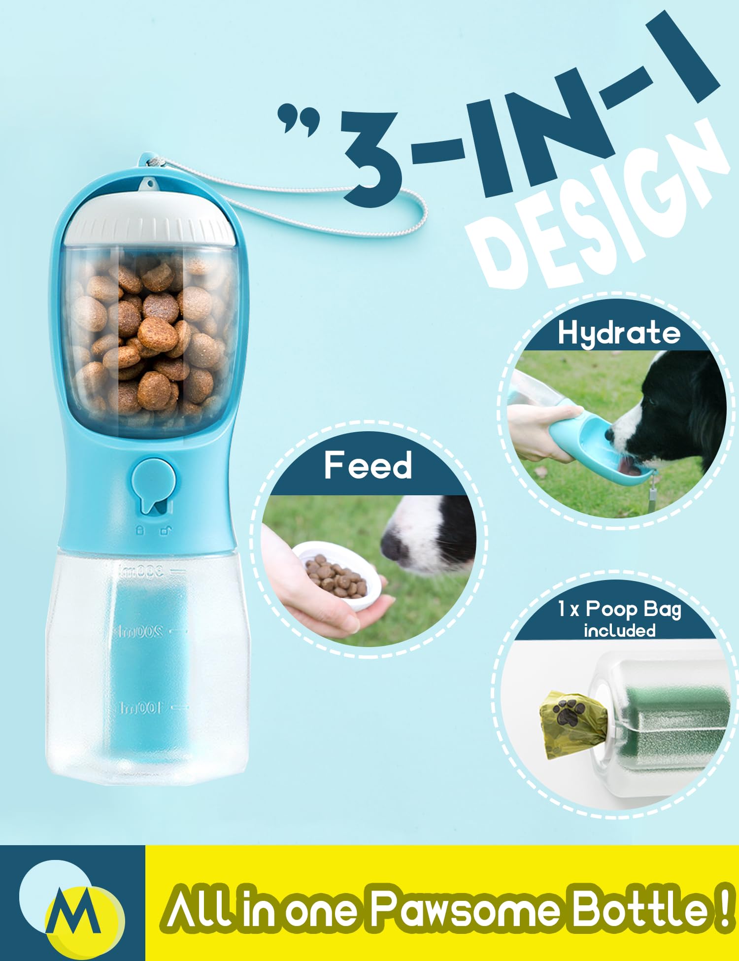 MoonyMars contenedor-snacks-100g-desmontable, llavero incluido para snacks durante paseos