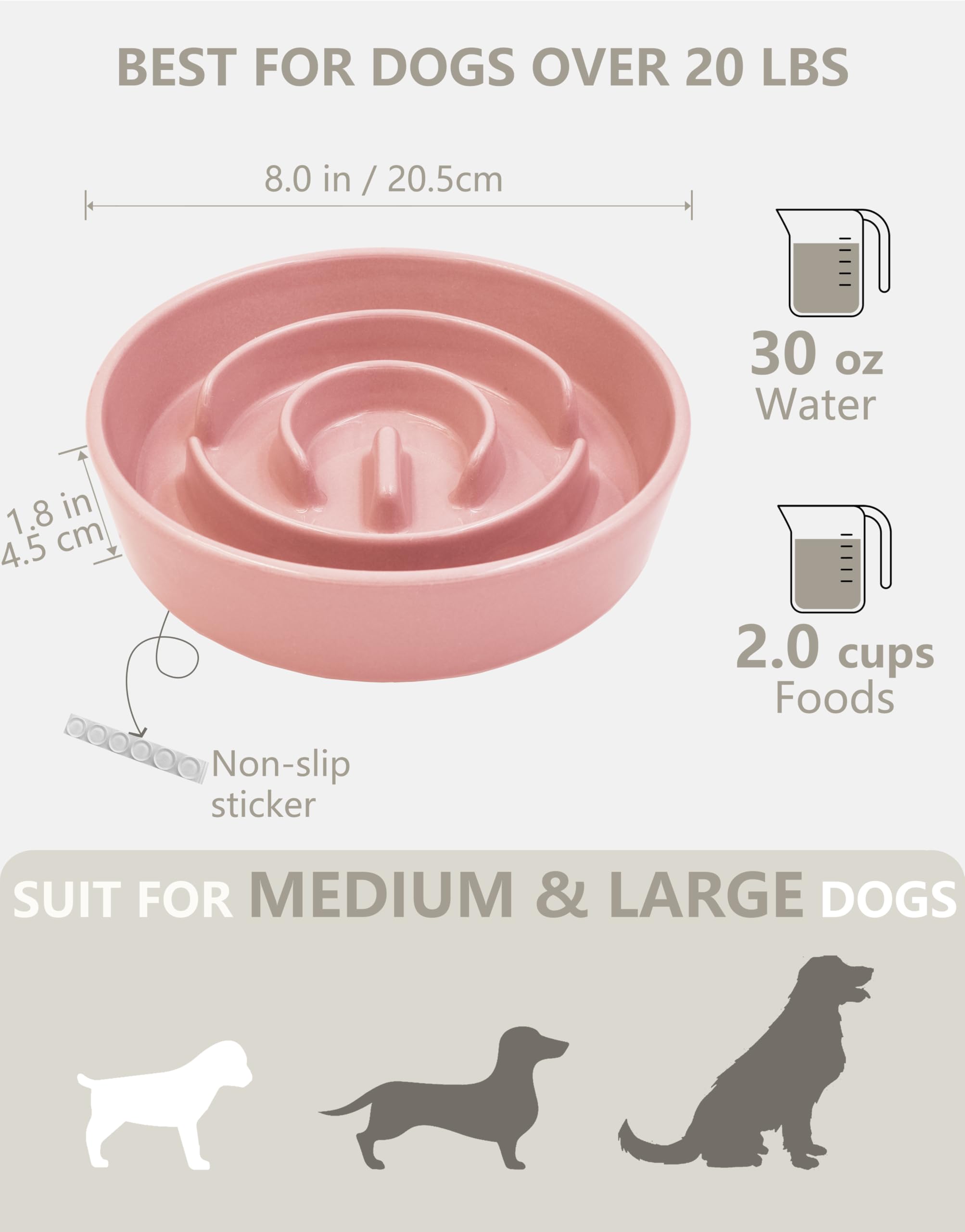 MOPANG bol cerámico lento con diseño rosado, añade estilo a la hora de comer