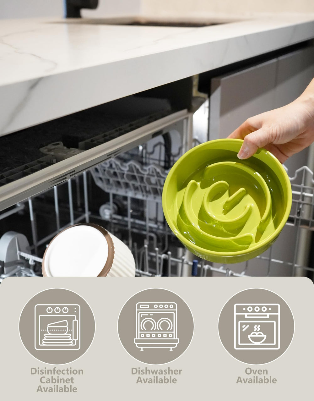 MOPANG cuenco cerámico verde para comer lentamente, mejora la experiencia diaria de la comida.