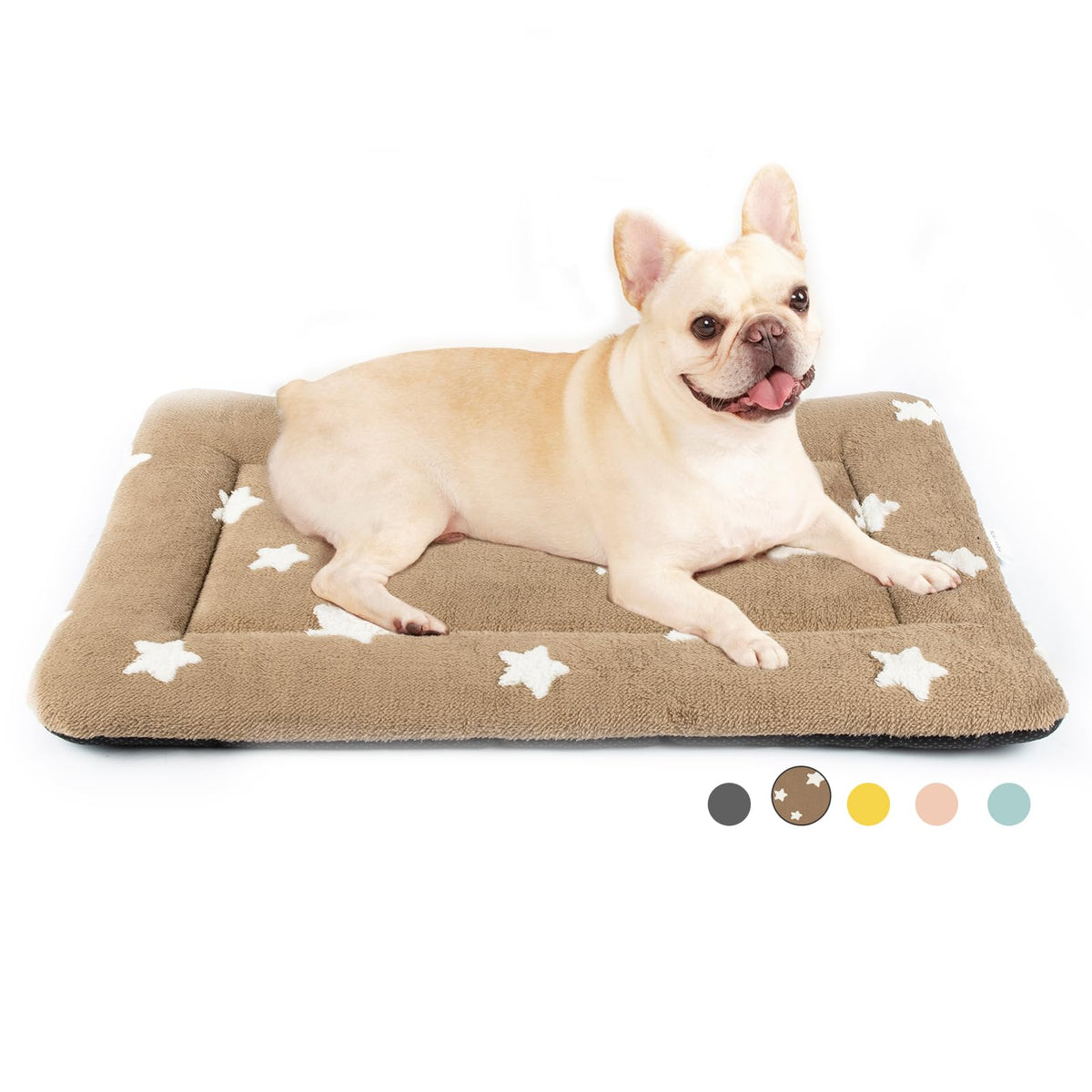Alfombrilla Mora Pets para jaula con estrellas marrón, ideal para dormir cómodo.