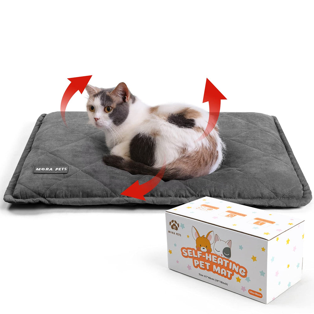 Cama Mora Pets auto-caliente 24x18 para gatos, comodidad cálida.