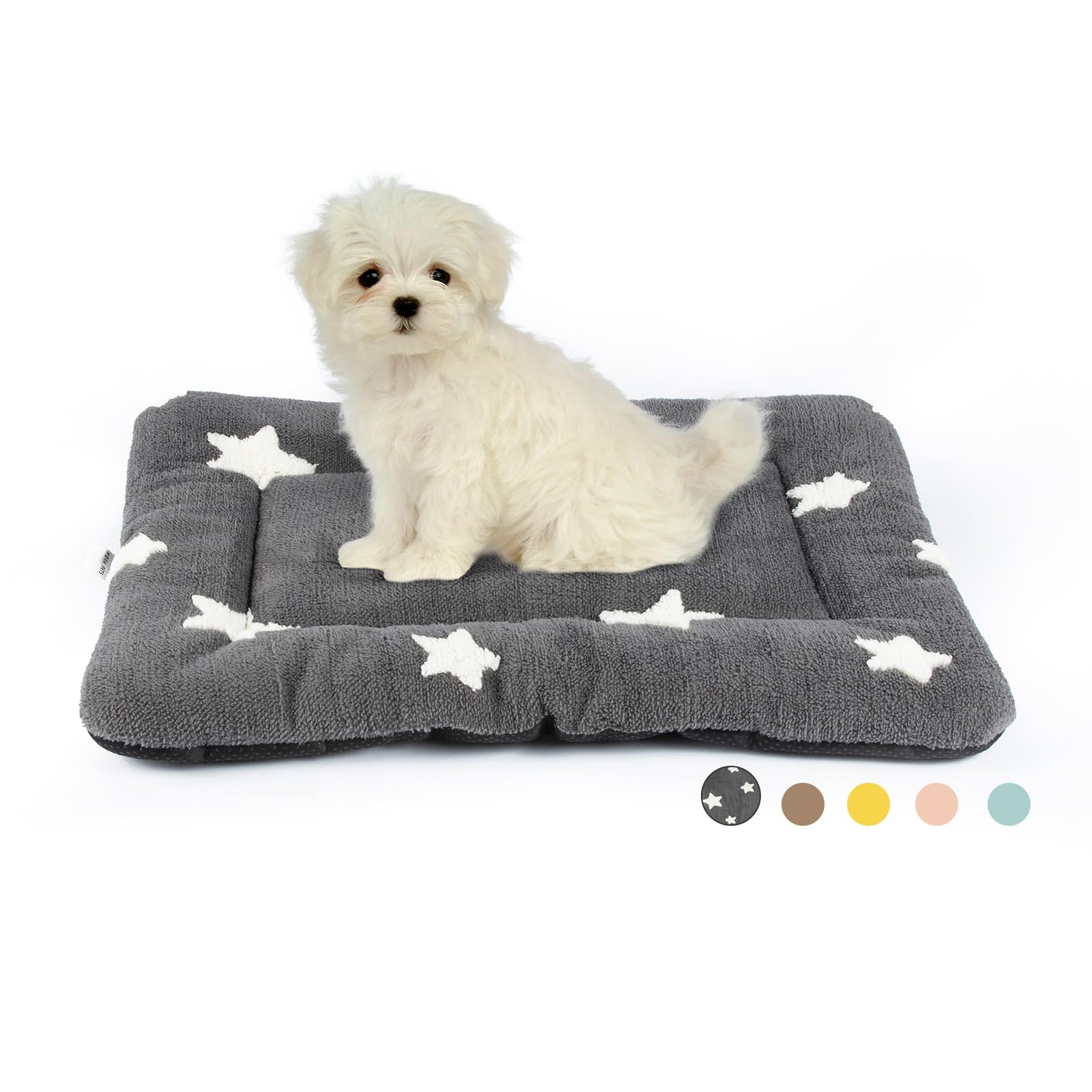 Mora Pets: cama para jaula con estrellas grises, descanso cómodo para perros pequeños.
